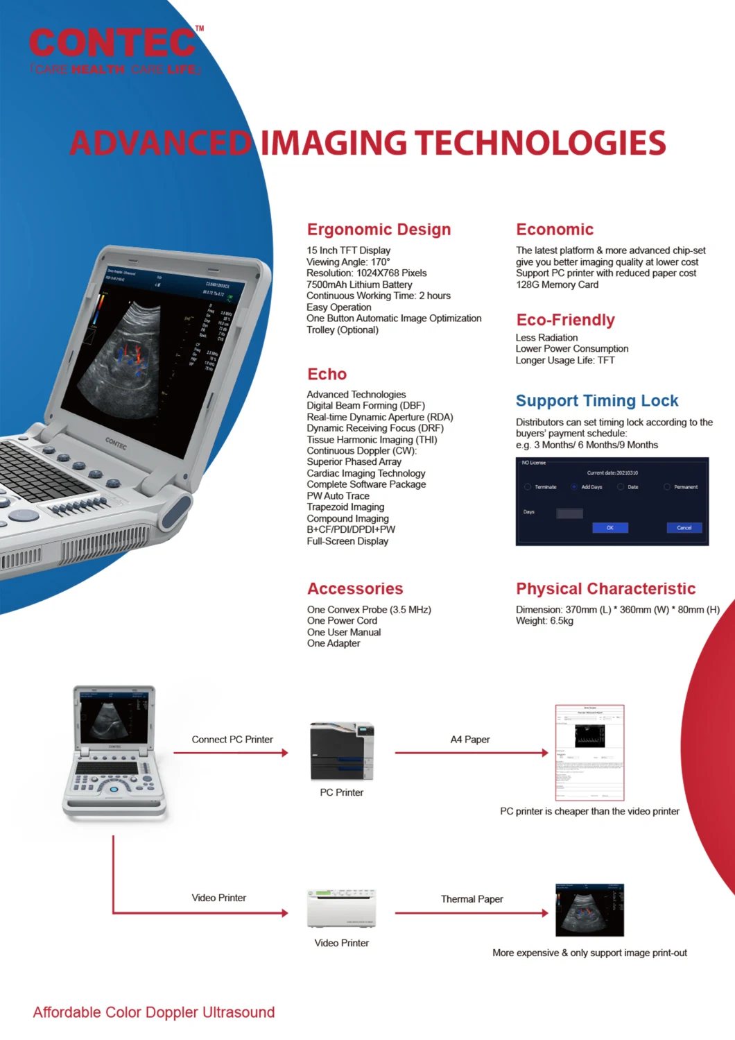 Contec Hospital Equipment Color Doppler Ultrasound Diagnostic System