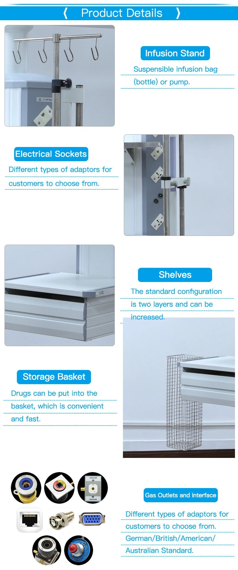 Hospital Equipment Gas Supply Operating Room Ceiling Mounted Surgical Column (HFZ-L)