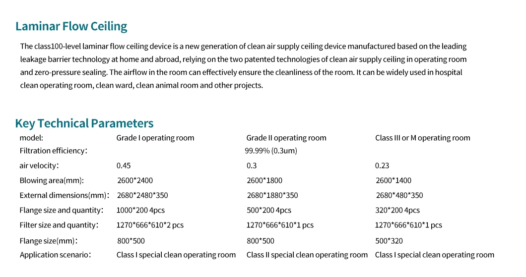 Air Clean Filter System Other Air Cleaning equipment Factory Direct Sales Hospital Operating Room Laminar Flow Air Ceiling